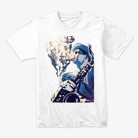 Sax And Smoke White T-Shirt Front