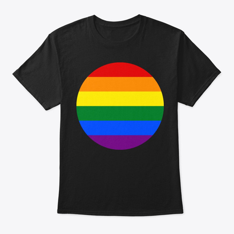 Rainbow Gay Pride Flag Circle Black T-Shirt Front