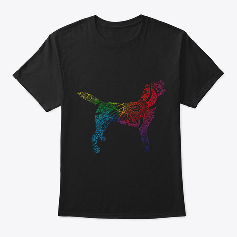Labrador Retriever Colorful Mandala Black T-Shirt Front