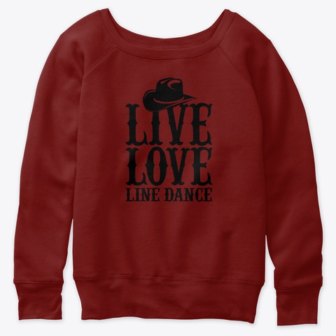 Live Love Line Dance Linedancing Print Dark Red Triblend T-Shirt Front