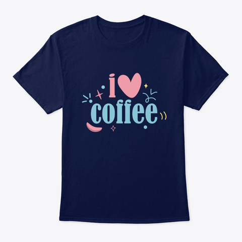 Coffee Lover At Heart Navy T-Shirt Front