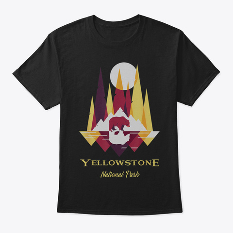 Bear Tshirt Camping Tshirt Yellowstone O Black Kaos Front