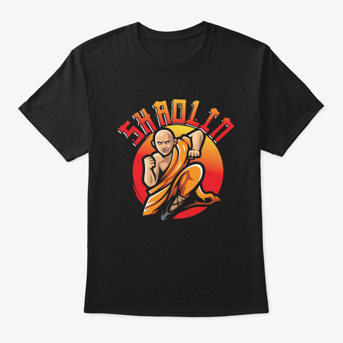 Shaolin Martial Arts Monk Black T-Shirt Front