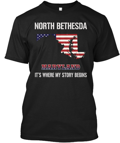 North Bethesda Md   Story Begins Black T-Shirt Front
