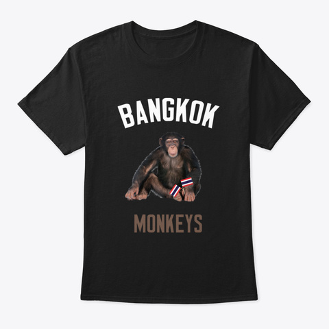 Bangkok Monkeys Black T-Shirt Front