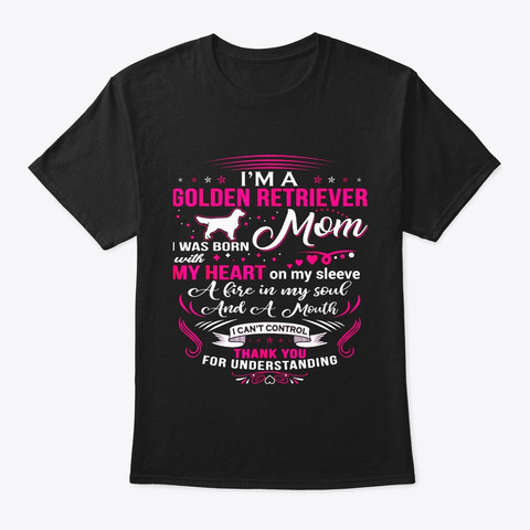 Cute Golden Retriever Mom Gift For Women Black T-Shirt Front