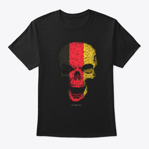 Skull Germany Flag Skeleton Black T-Shirt Front