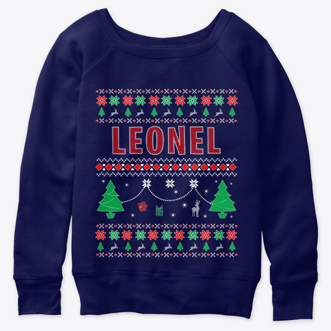 Ugly Christmas Themed Gift For Leonel Navy  T-Shirt Front