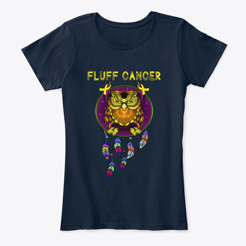 Funny Owl Fluff Childhood Cancer New Navy T-Shirt Front