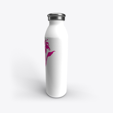 "Lily 1" Stainless Steel Water Bottle White T-Shirt Back