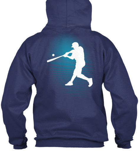 Zip Hoodie Baseball Sports Navy  T-Shirt Back