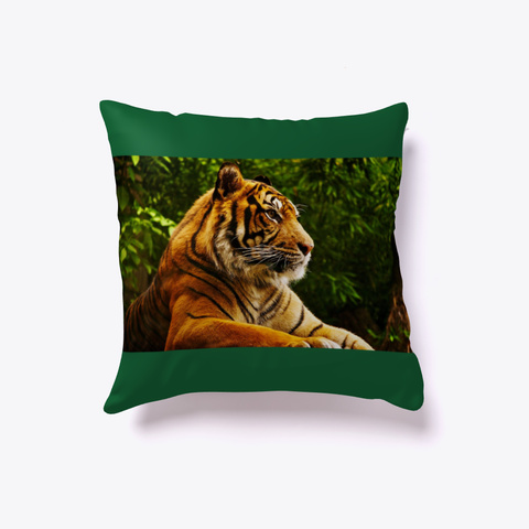 Tiger Pillow Dark Green Kaos Front
