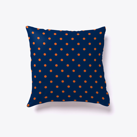 Navy Blue And Orange Polka Dots White T-Shirt Front