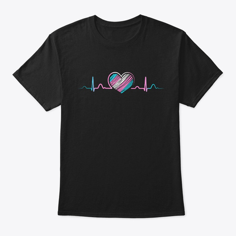 Heart Beat Transgender Tshirt Black T-Shirt Front