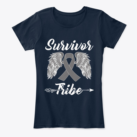 Brain Cancer Survivor Tribe New Navy áo T-Shirt Front