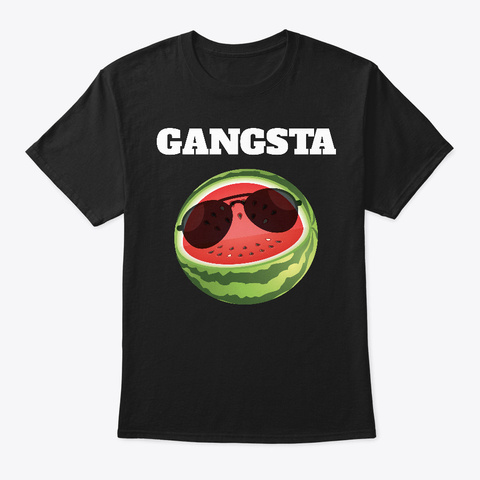 Gangsta Watermelon With Hipster Black T-Shirt Front
