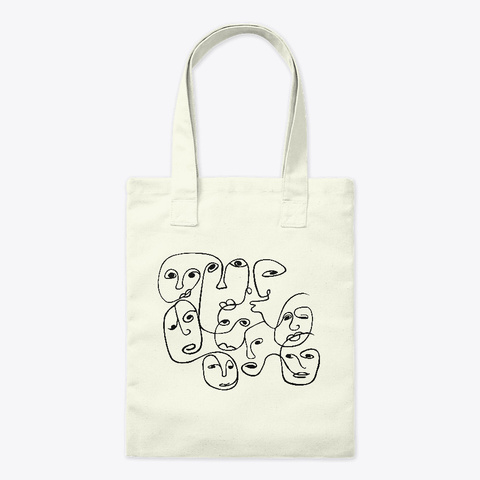 Line Drawing Faces Natural T-Shirt Front