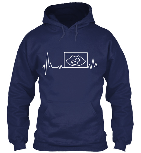 Heartbeat Shirt Sonography Navy T-Shirt Front