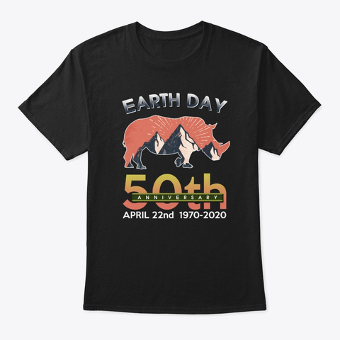 50th Anniversary Rhino Lover Gift Black T-Shirt Front