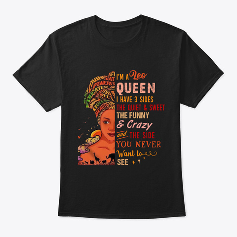 I'm A Leo Queens Black T-Shirt Front