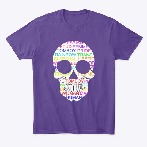Lgbt   Skull  Words Only Human T Shirt Purple T-Shirt Front