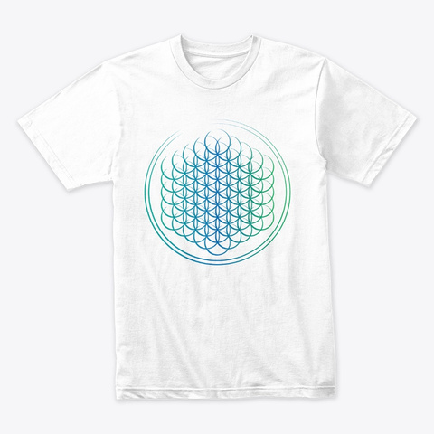Flower Of Life Series   Blue Green White T-Shirt Front
