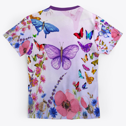 Rainbow Butterflies  Purple T-Shirt Back