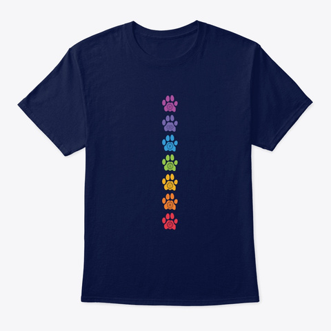 7 Chakra With Cat Paws  Navy T-Shirt Front