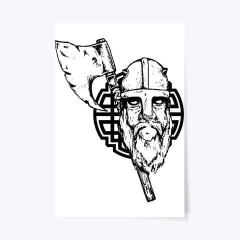 Viking With Axe White T-Shirt Front