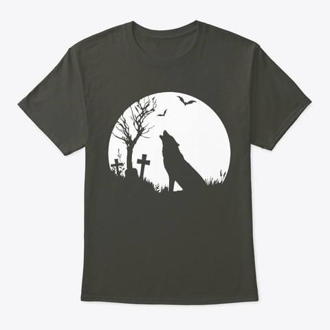 Graphic Wolf Moon Smoke Gray T-Shirt Front