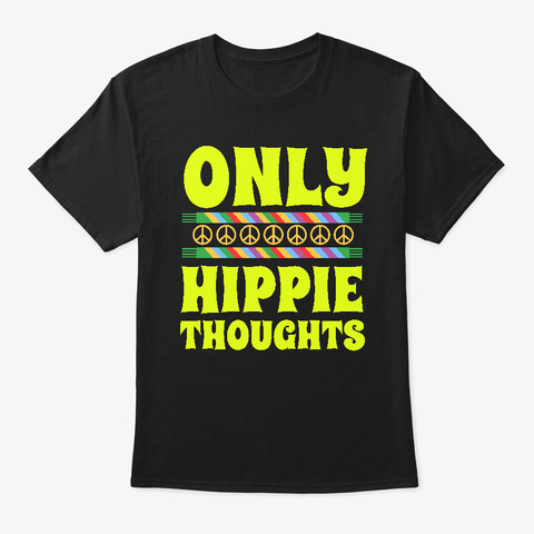 Hippie Peace Love Black T-Shirt Front