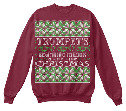 Trumpet S Beginning To Look A Lot Like Christmas Burgundy T-Shirt Front