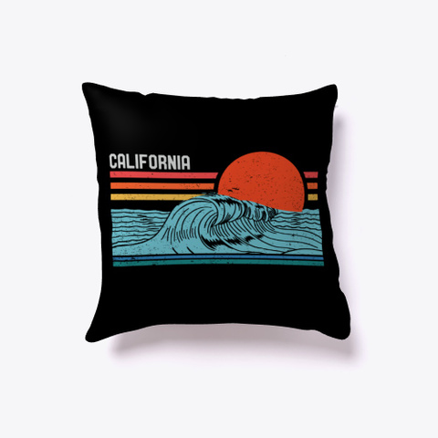 Vintage Retro California Beach Surfing Black áo T-Shirt Front