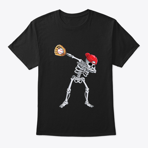 Dabbing Skeleton Baseball T Shirt Hallow Black T-Shirt Front