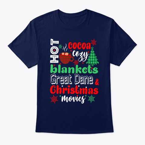 Great Dane Christmas Movies Navy T-Shirt Front