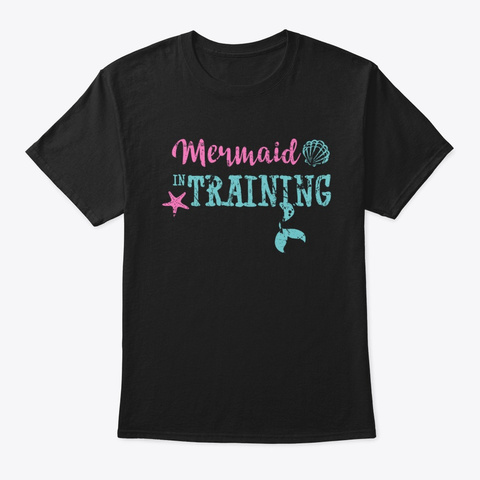 Mermaid In Training   Girls & Women's Black T-Shirt Front