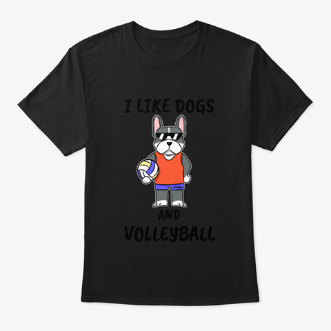 Volleyball Dog Sports Spell Gift Black T-Shirt Front