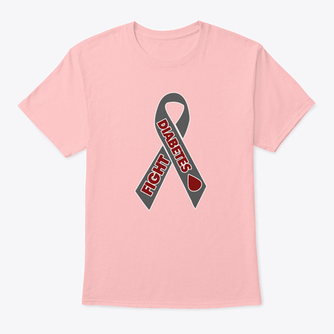 Fight Diabetes Awareness Ribbon Pale Pink T-Shirt Front