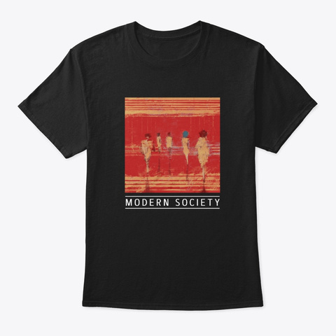 Abstract Illustration "Modern Society" Black T-Shirt Front