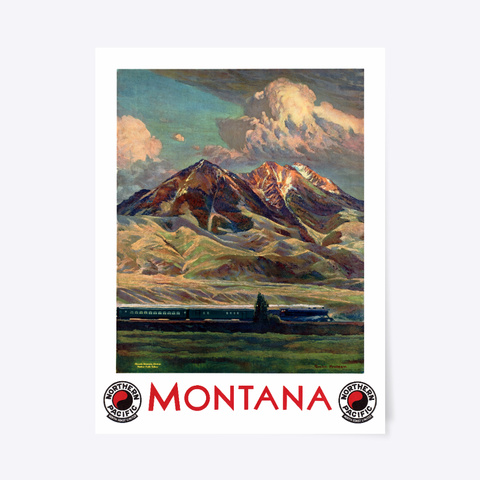 Montana Travel Poster White T-Shirt Front