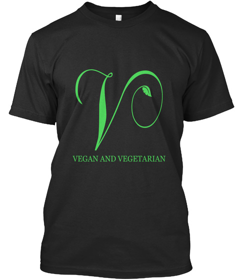 Vegan And Vegetarian Symbol T Shirt Black Camiseta Front