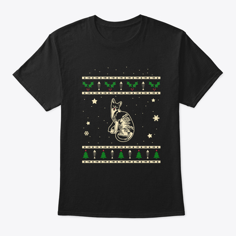 Christmas Cornish Rex Gift Black T-Shirt Front