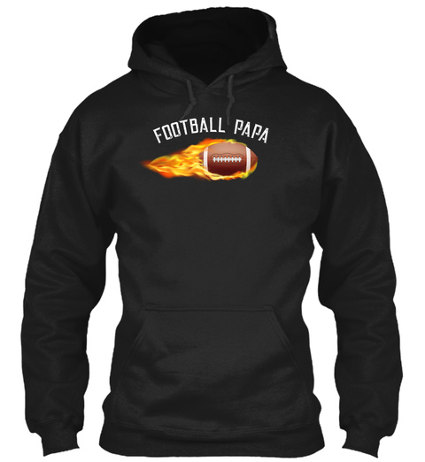Football Papa Ball On Fire Black T-Shirt Front