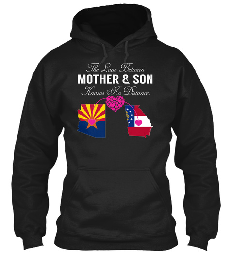 The Love Between Mother And Son Knows No Distance Black T-Shirt Front