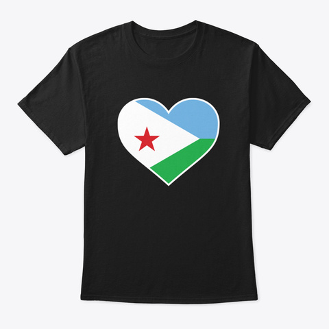 Love Djibouti Flags Black T-Shirt Front
