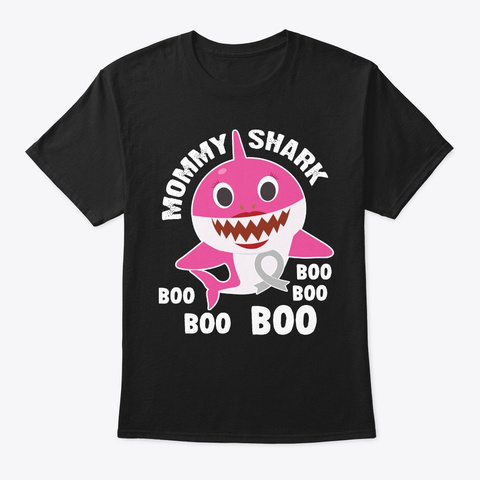 Mommy Shark With Silver Ribbon Shirt Black T-Shirt Front
