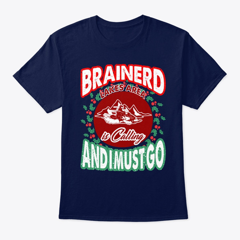 Brainerd Lakes Area Christmas Navy T-Shirt Front