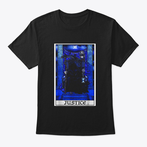 Justice Tarot Card Grim Reaper Halloween Black T-Shirt Front