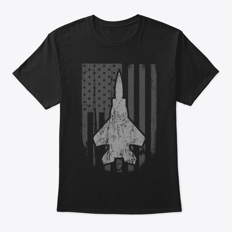 F 15 American Fighter  Jet    Vintage  Black T-Shirt Front