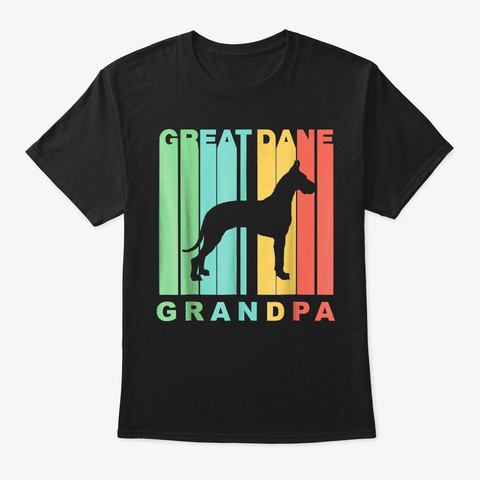 Mens Retro Style Great Dane Grandpa Dog  Black T-Shirt Front